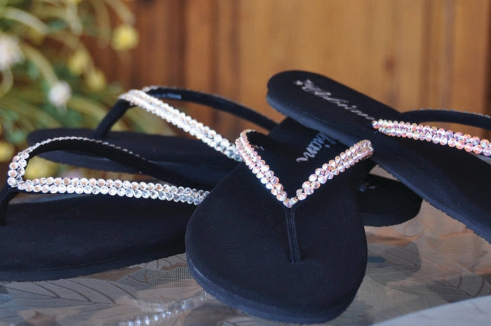 Summer Flip Flops Beach Diamond Diva's Swarovski Crystal (Flats) Flip-flop Sandals by Sparkle Steps