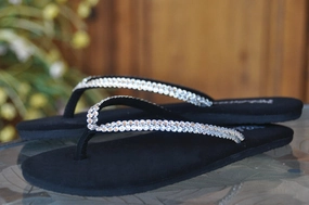 Flip Flops With Backstrap Diamond Diva's Swarovski Crystal (Flats) Flip-flop Sandals by Sparkle Steps