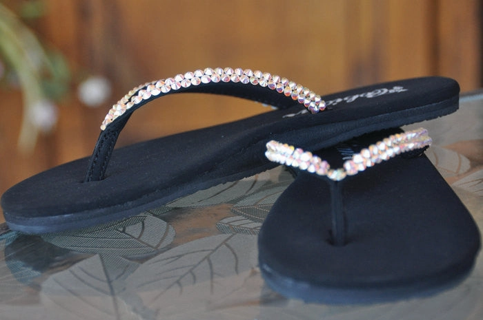 Diamond Diva's Swarovski Crystal (Flats) Flip-flop Sandals by Sparkle Steps Flip Flops Bar And Grill Menu