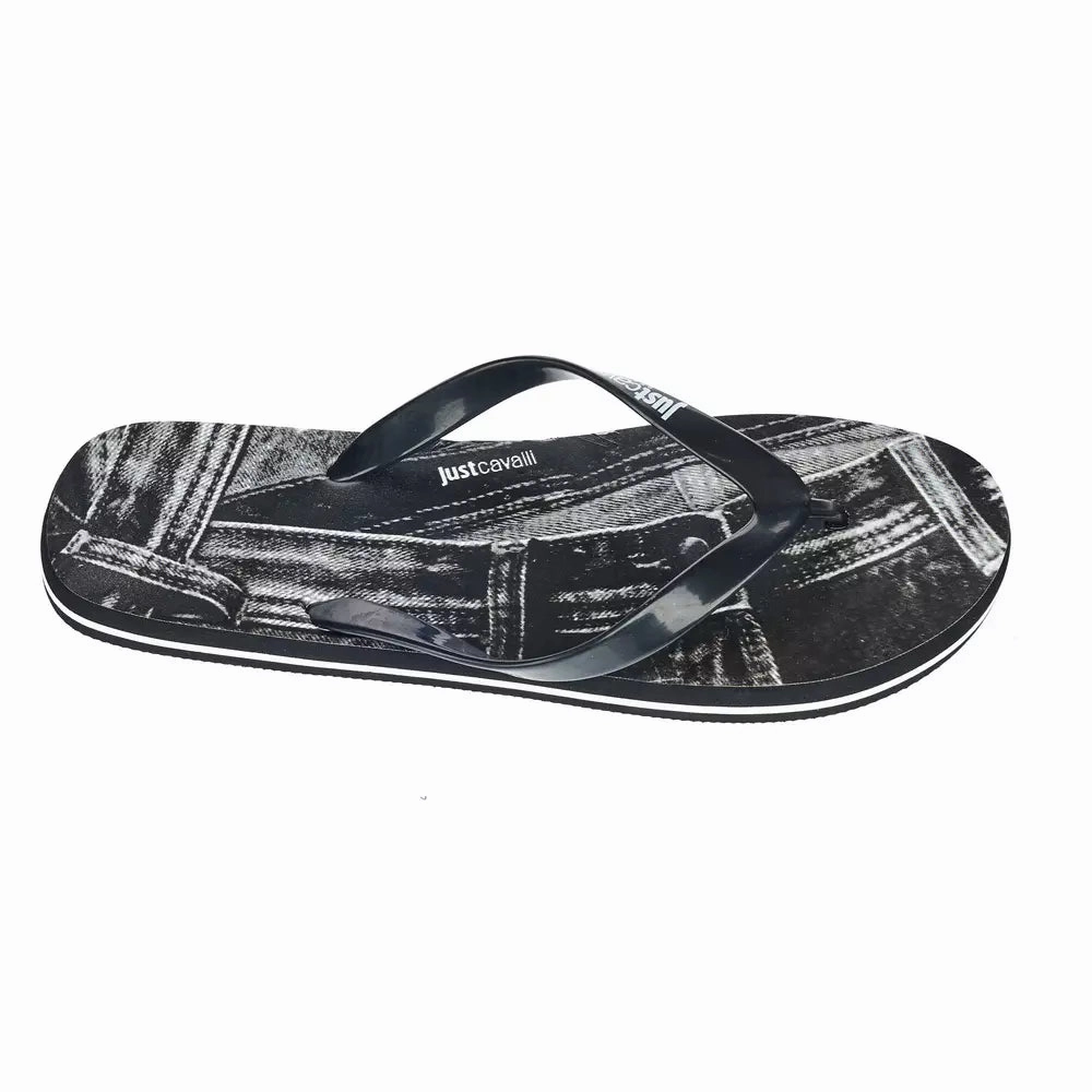 Flip Flops Just Cavalli Black PVC Men Sandal