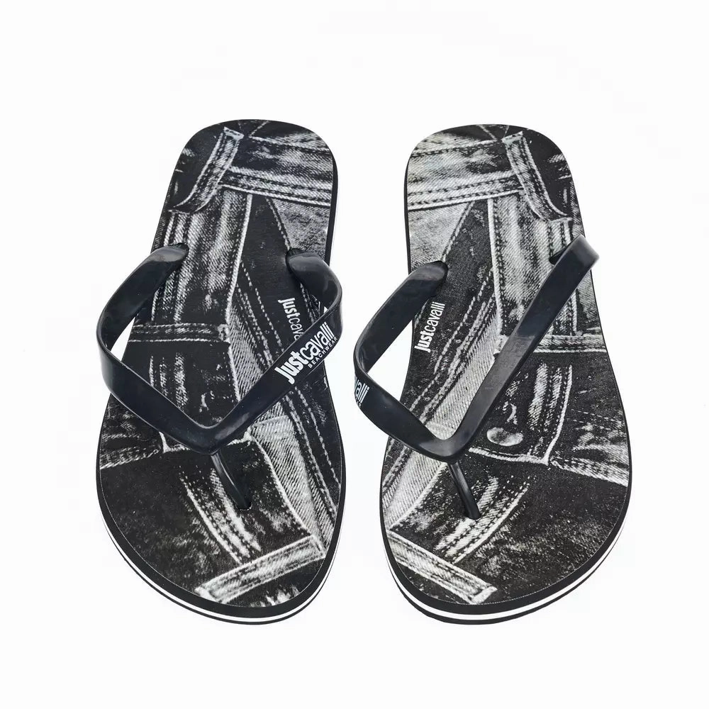 Just Cavalli Black PVC Men Sandal Family Friendly Sandals Resorts