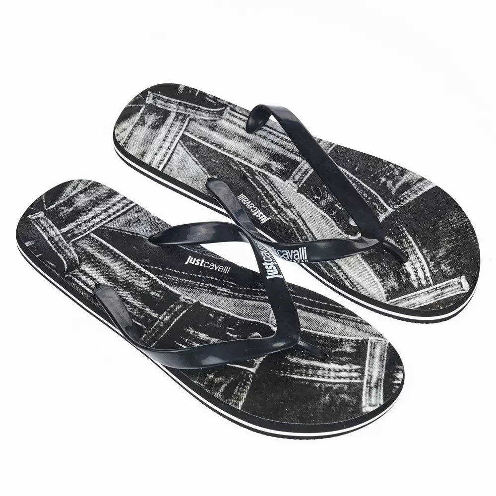 Birkenstock Sandals One Strap Just Cavalli Black PVC Men Sandal