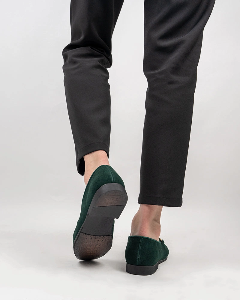 Men's Casual Suede Slip On Flats Boat Loafers Heeled Loafers Leather