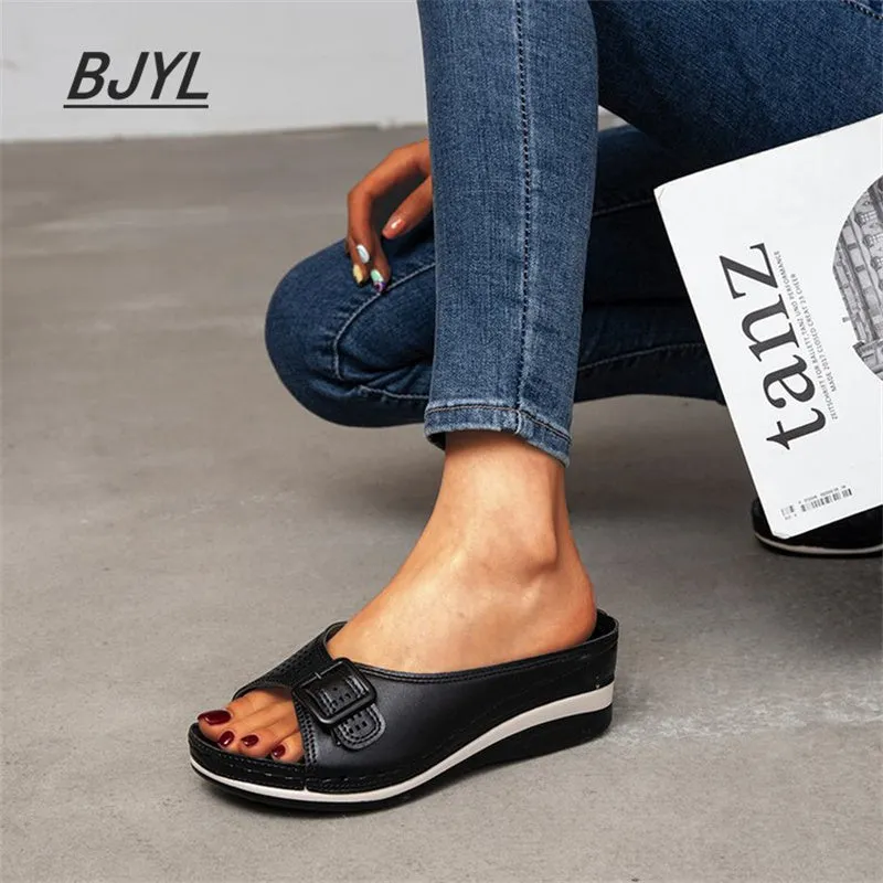 Most Expensive Slitters Large Size Slippers Female One-word with Fish Mouth Sandals and Slippers Slope Heel Platform Slope Heel Casual Shoes