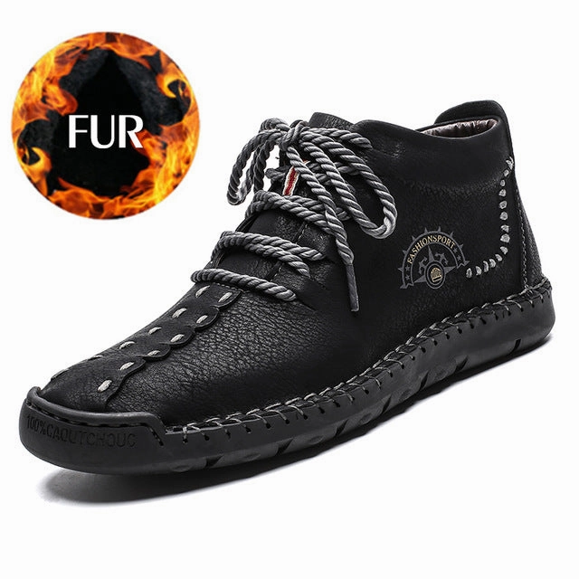 Leather Casual Shoes Men Handmade Vintage Flats Lace-up Hot Sale Moccasins Casual Business Shoe