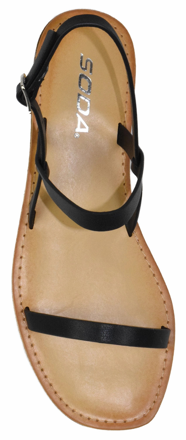 LEEANA-S Black Soda Slip On Sandals With Heels