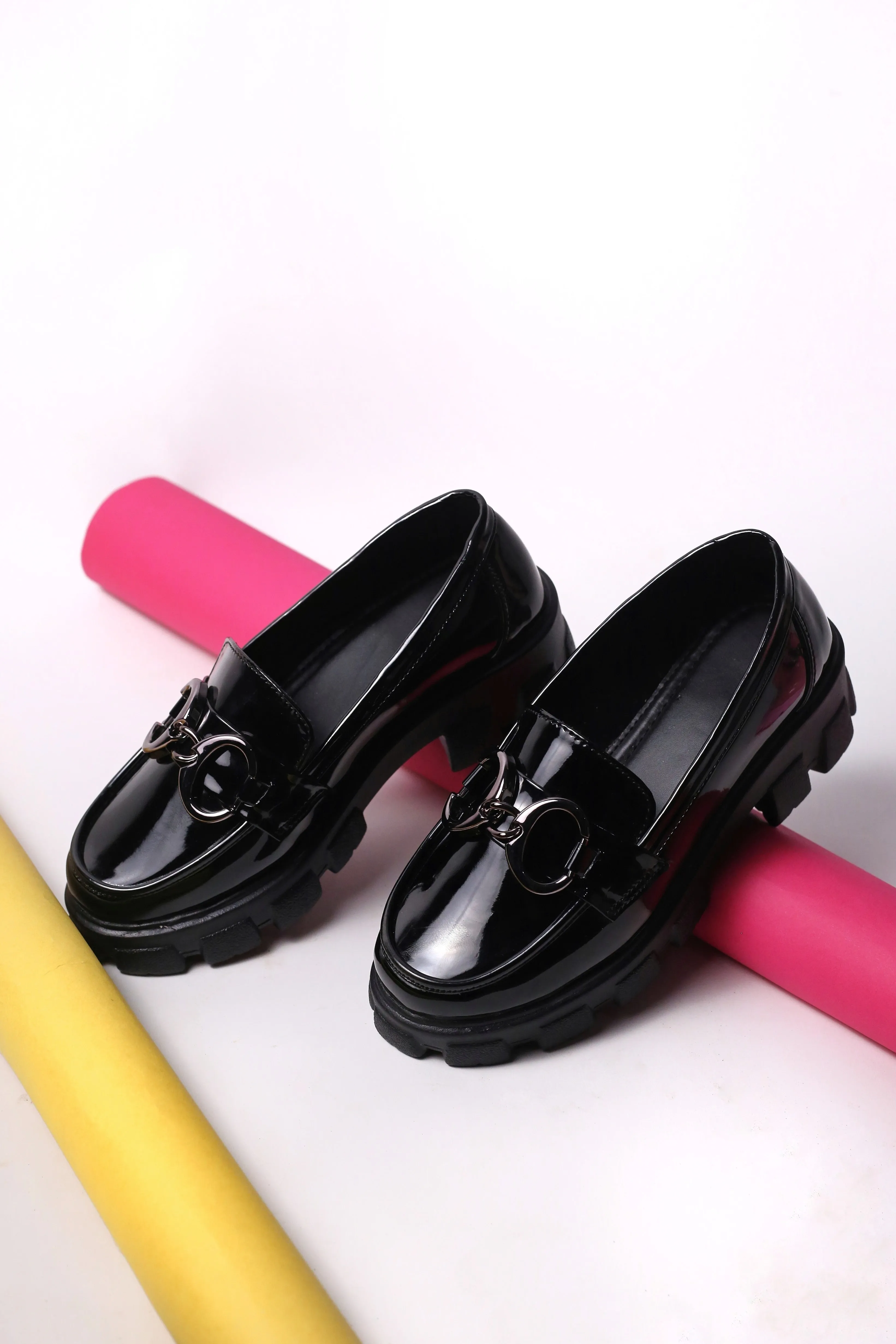 Narrow Loafers Brauch Black Patent Embellished Loafer Shoe
