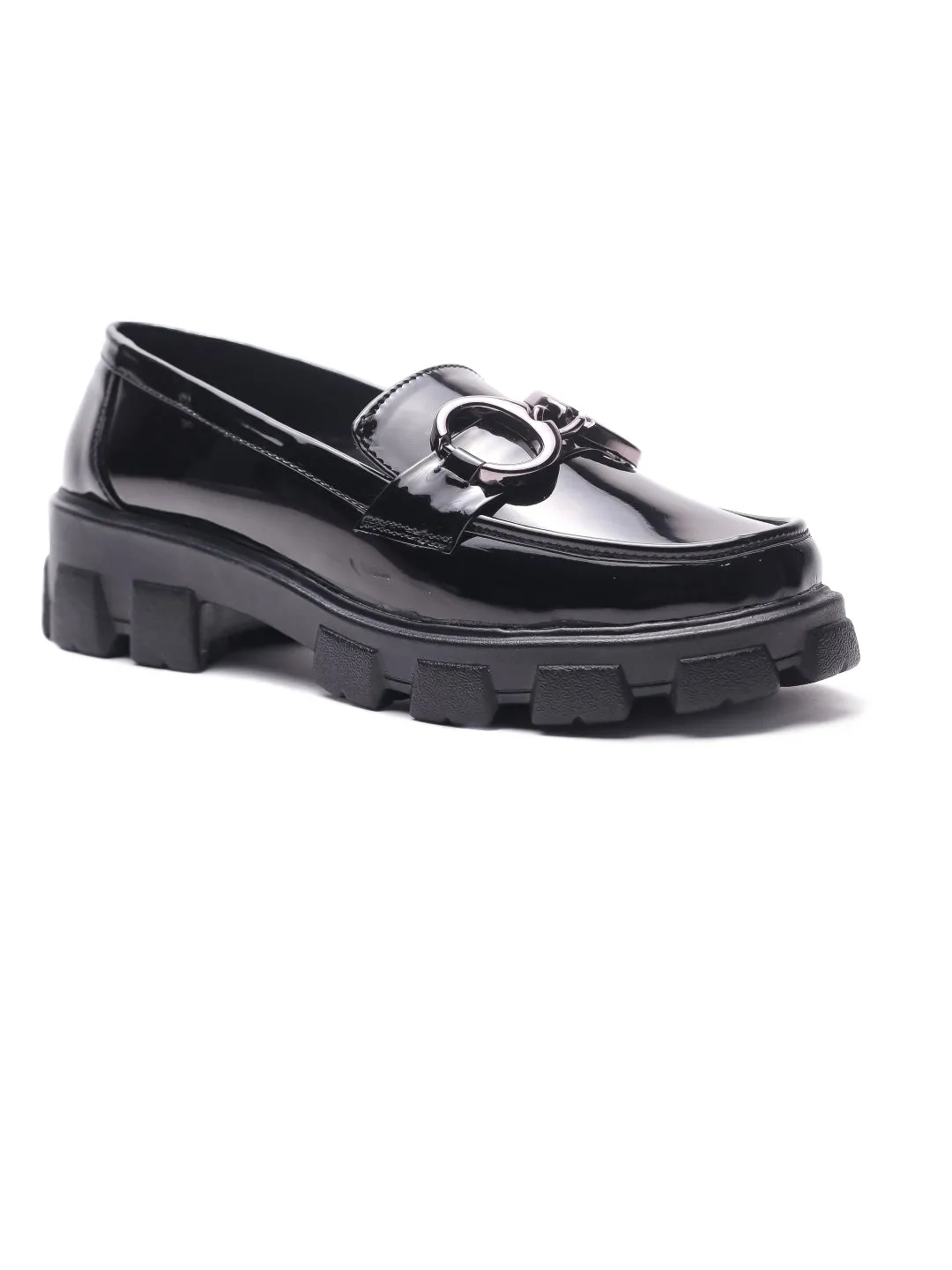 Brauch Black Patent Embellished Loafer Shoe Jewelled Loafers