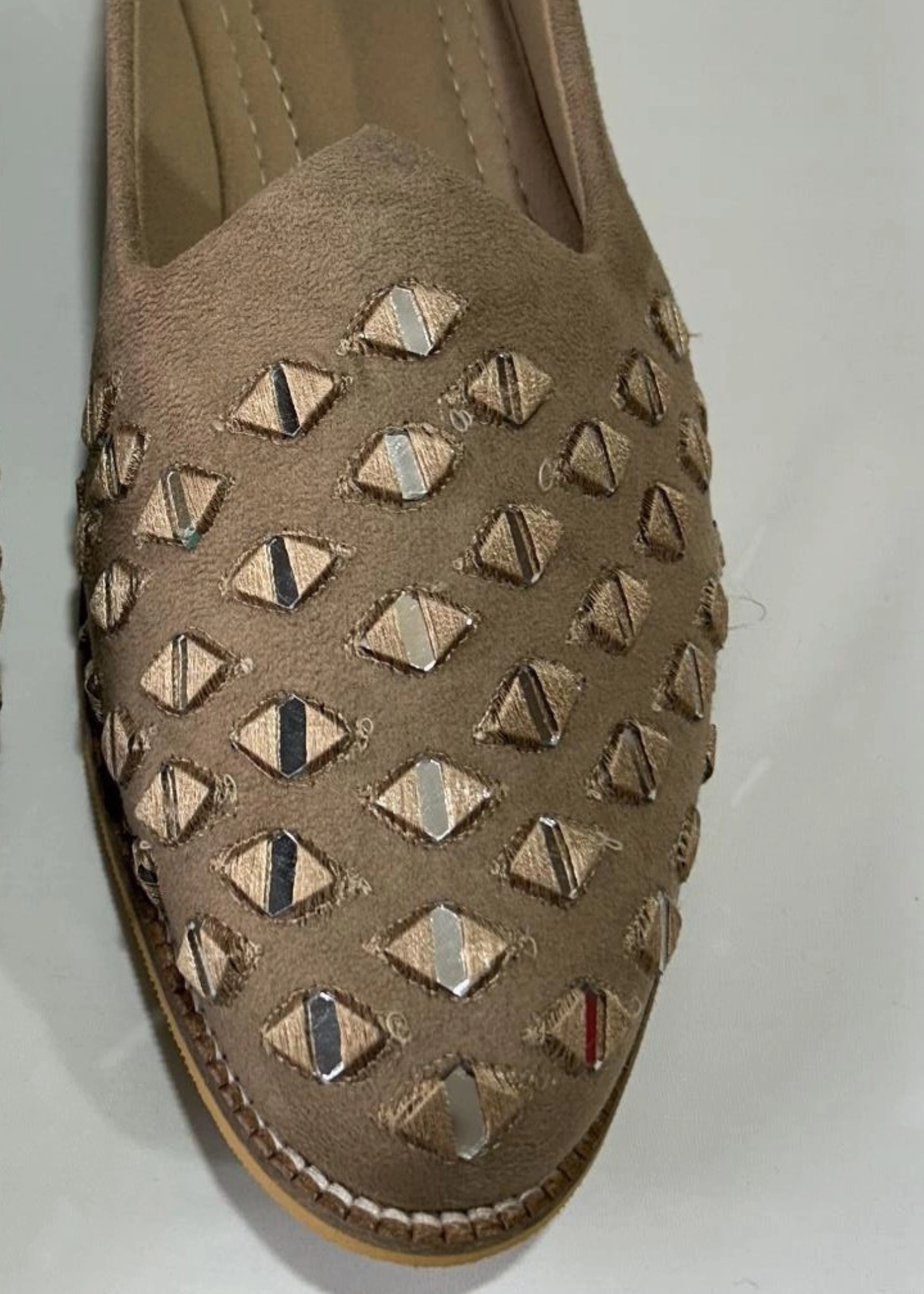 ANTIQUE GOLDEN MIRRORWORK SHOES FOR MEN Loafers Wide Feet