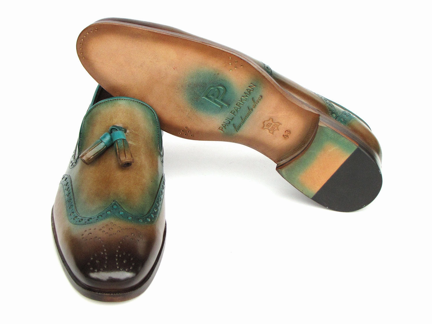 Adrian Stitch Ambassador Leather Loafers Paul Parkman Tassel Loafers Olive & Green Patina WL667-OLV