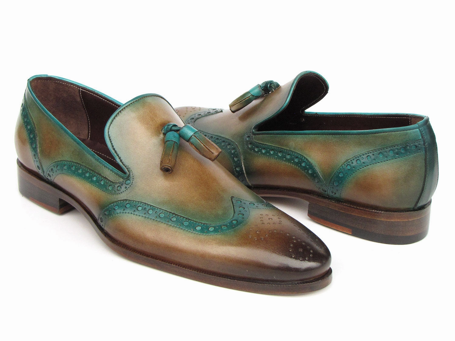 Jeans And Penny Loafers Paul Parkman Tassel Loafers Olive & Green Patina WL667-OLV