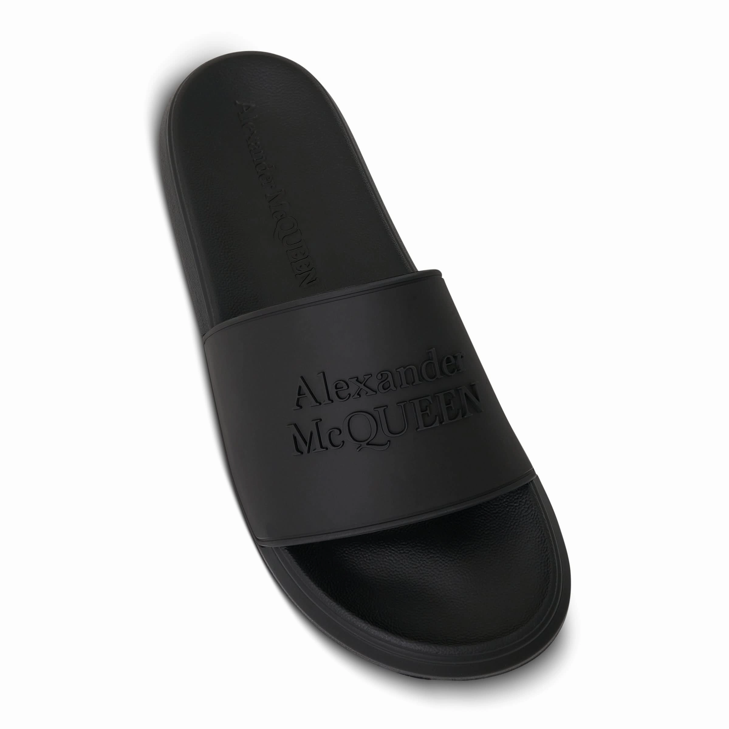 Sandals Royal Barbados Raised Logo Slides in Black