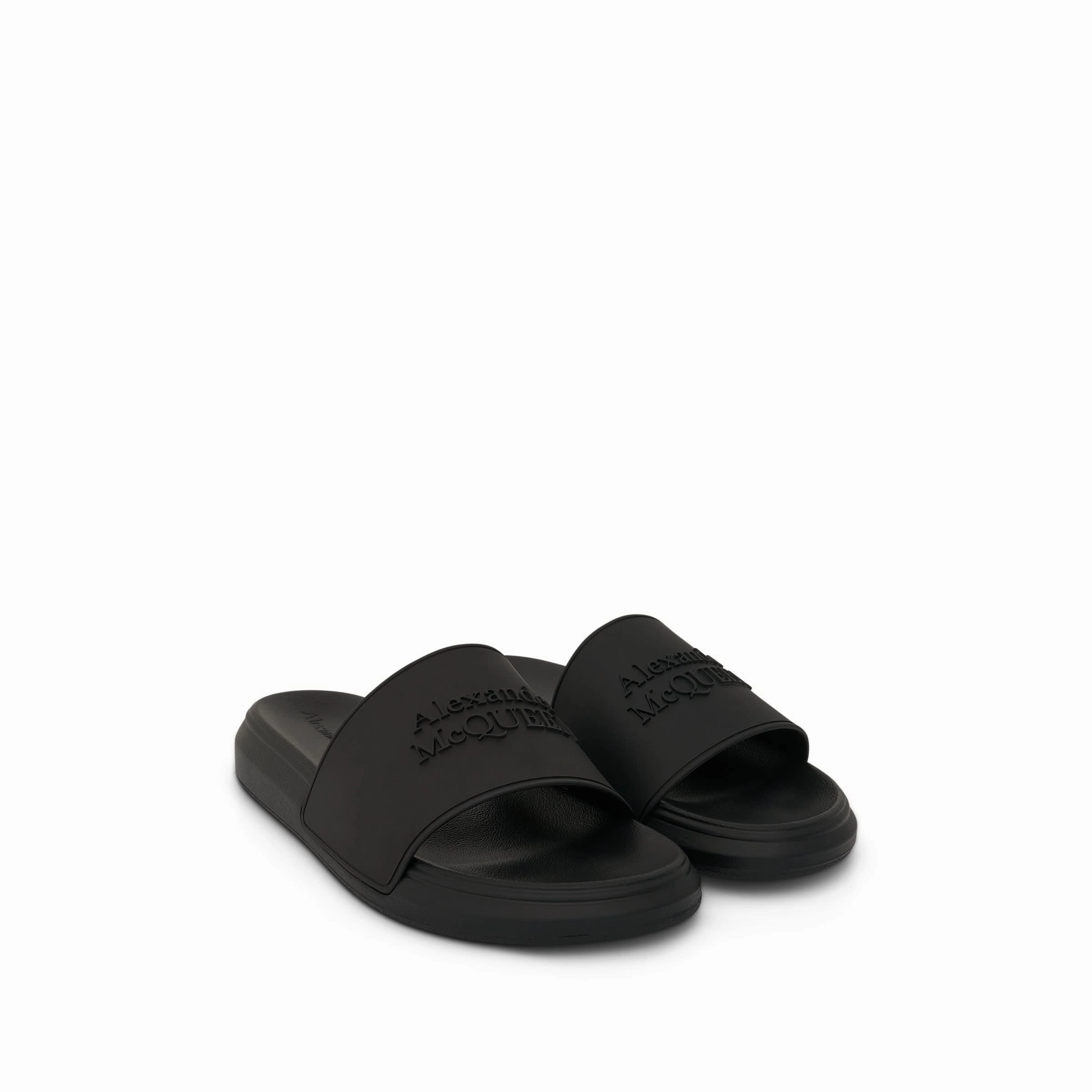 Sandals Royal Plantation Jamaica Reviews Raised Logo Slides in Black