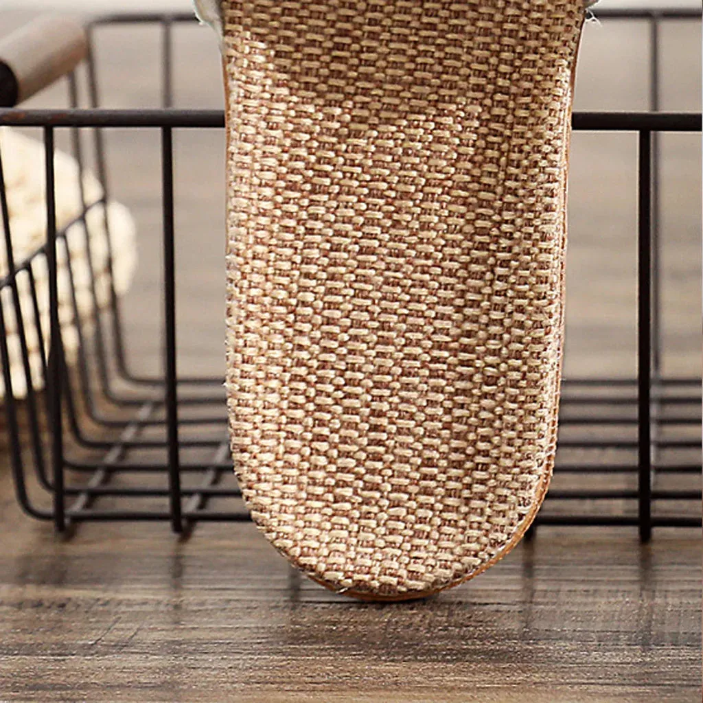 Women Summer Casual Slides Comfortable Flax Slippers Floral Bow Linen Flip Flops Platform Sandals Ladies Indoor Shoes Anti Slippery Slippers