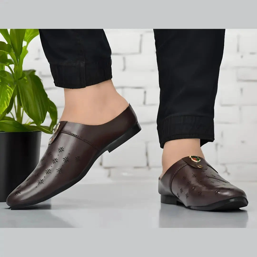Stylist Half Loafers for Men in Brown Color Square Toed Loafers