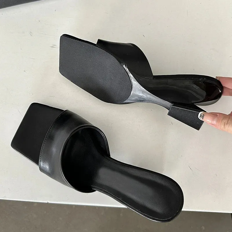 Cozetta Slippers Liyke 2024 neue weie rosa seltsame Keile Hausschuhe Frauen Breitband High Heels Schuhe bequeme Pu Leder Slides Sandalen Pumps