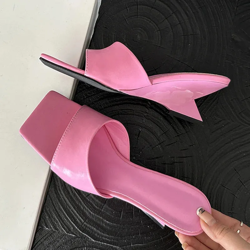 Slippers Wedge Heel Liyke 2024 neue weie rosa seltsame Keile Hausschuhe Frauen Breitband High Heels Schuhe bequeme Pu Leder Slides Sandalen Pumps