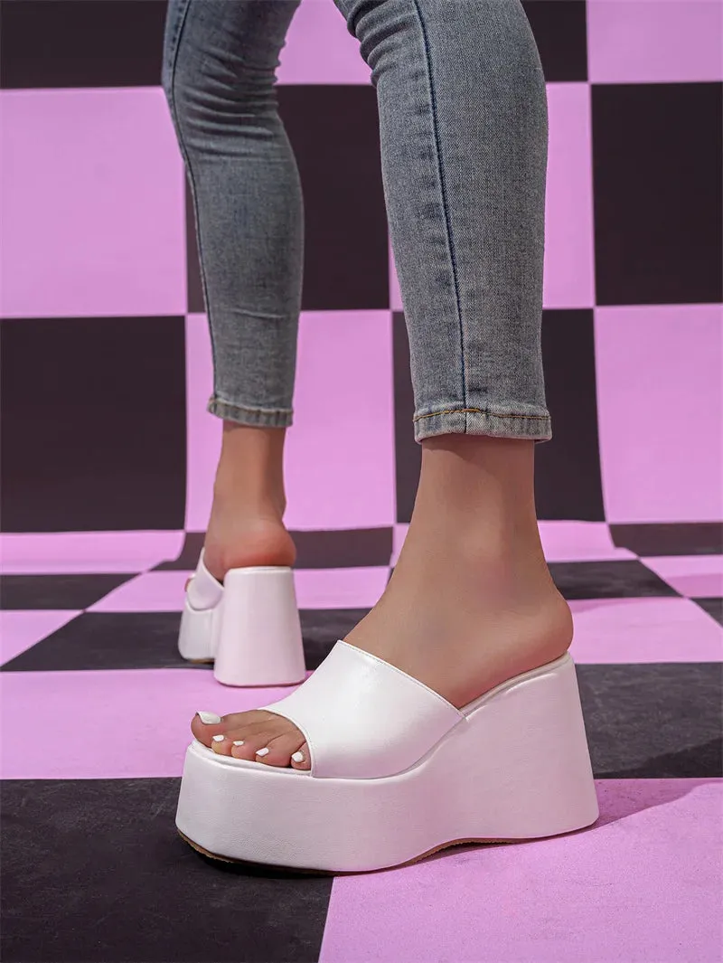 Unicorn Robe And Slippers Liyke Designer Open Toe Wedges Hausschuhe fr Frauen gemtliche weiche rosa Leder klobige Plateaus andalen Damenschuhe High Heels Slides