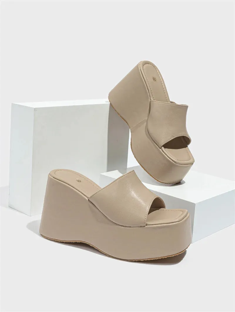 Genie Slippers Liyke Designer Open Toe Wedges Hausschuhe fr Frauen gemtliche weiche rosa Leder klobige Plateaus andalen Damenschuhe High Heels Slides