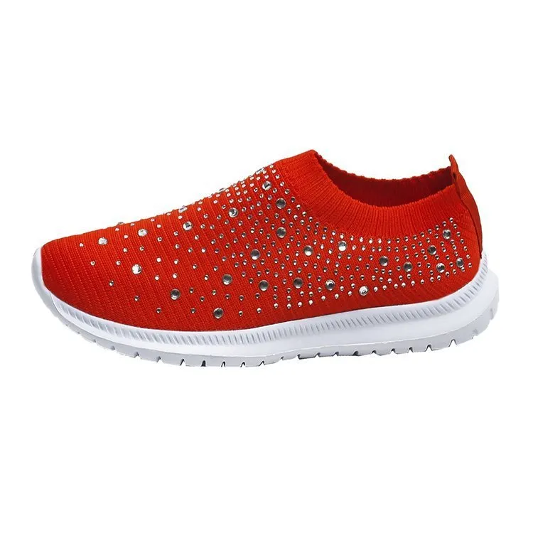 Women Rhinestone Sneakers Soft Breathable Sock Sneakers Freddy Loafers