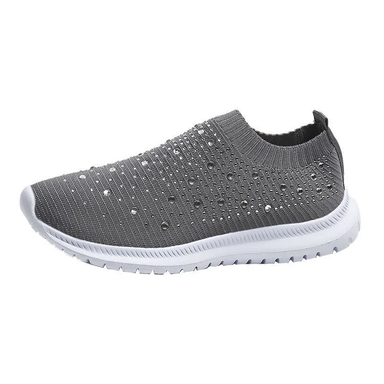Canvas Loafers Women Rhinestone Sneakers Soft Breathable Sock Sneakers