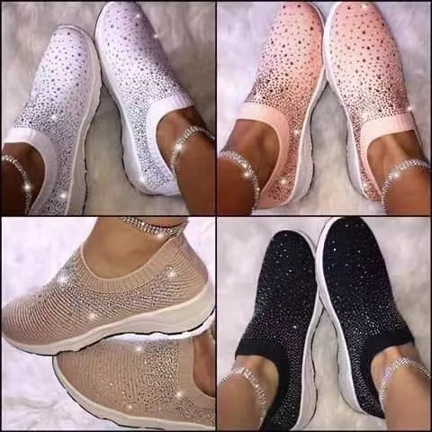 Kelsi Dagger Brooklyn Lens Loafers Women Rhinestone Sneakers Soft Breathable Sock Sneakers