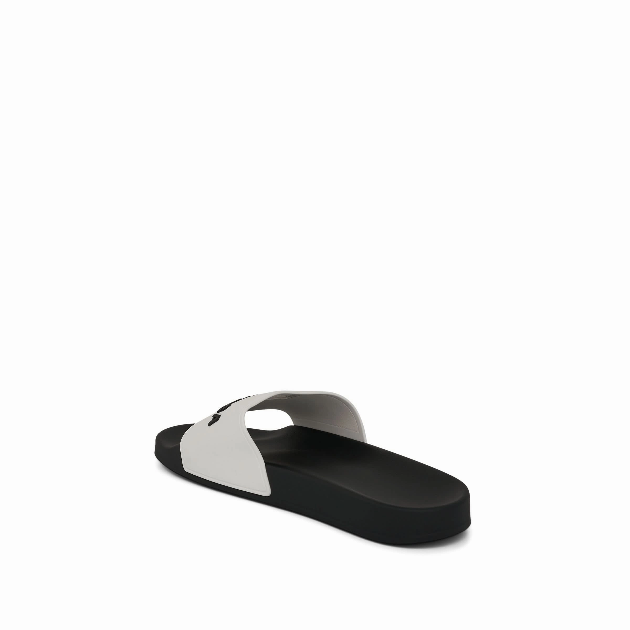 Logo Pool Slide Sandal in White/Black Sandals For Comfort Walking