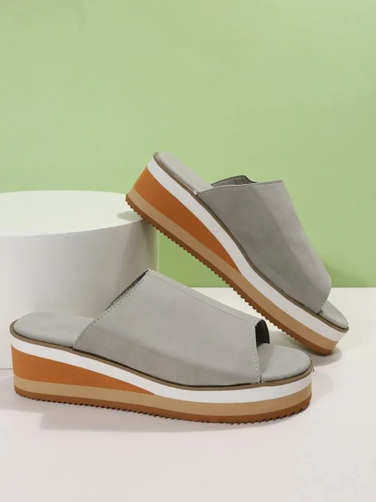 Beagle Slippers Comemore-Women's Leather Platform Slippers Female Slides Sandals   S21398