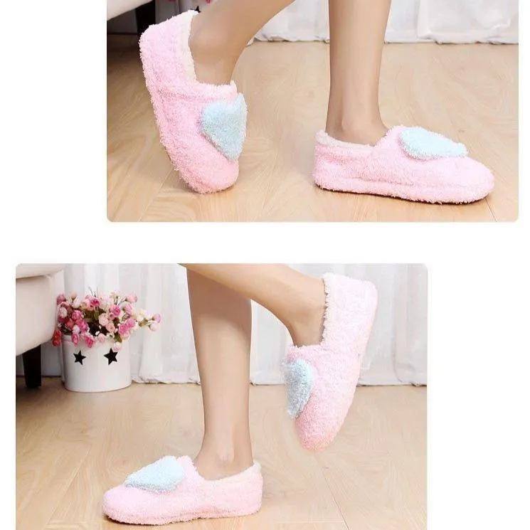 Lovely heart slippers for women soft plush warm house shoes bedroom slippers Are Slippers Machine Washable