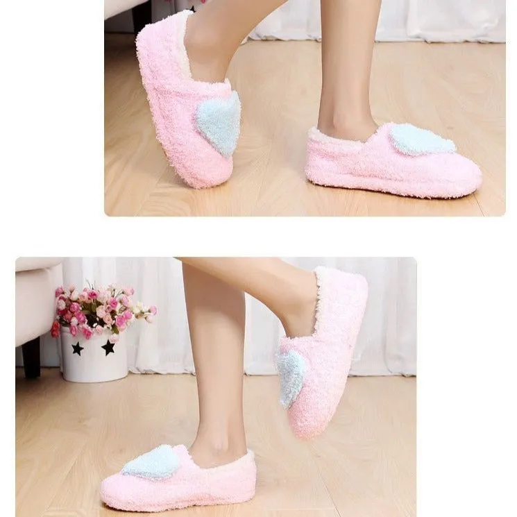 Lovely heart slippers for women soft plush warm house shoes bedroom slippers Arch Support Indoor Slippers