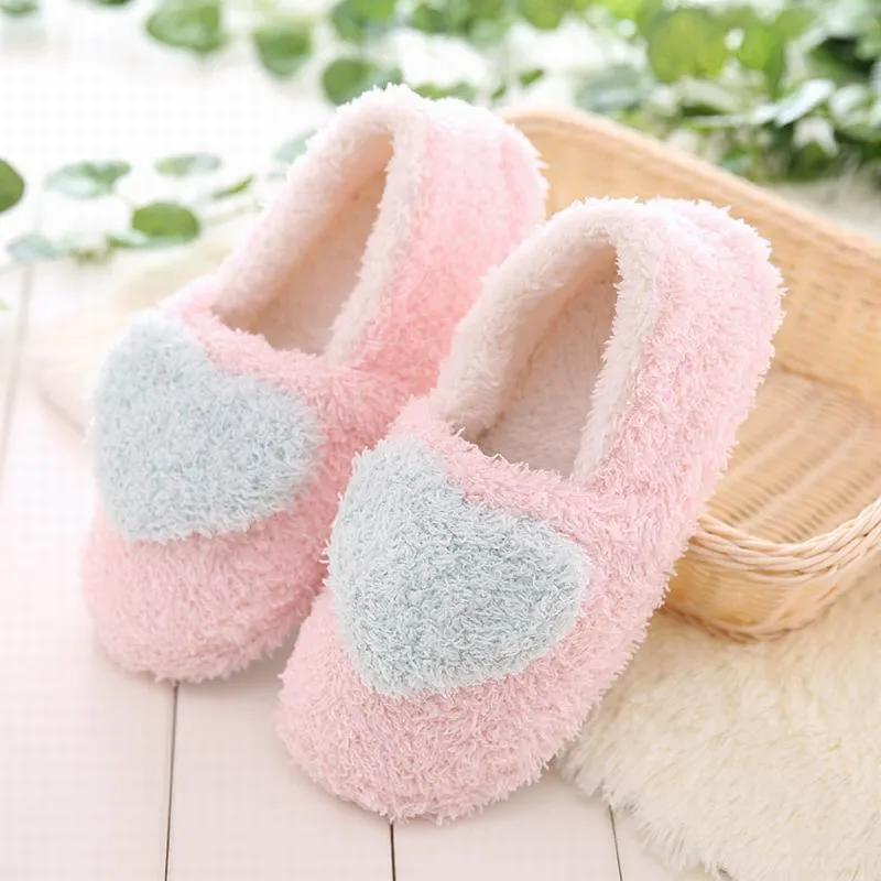Slides Shoes With Arch Support Lovely heart slippers for women soft plush warm house shoes bedroom slippers