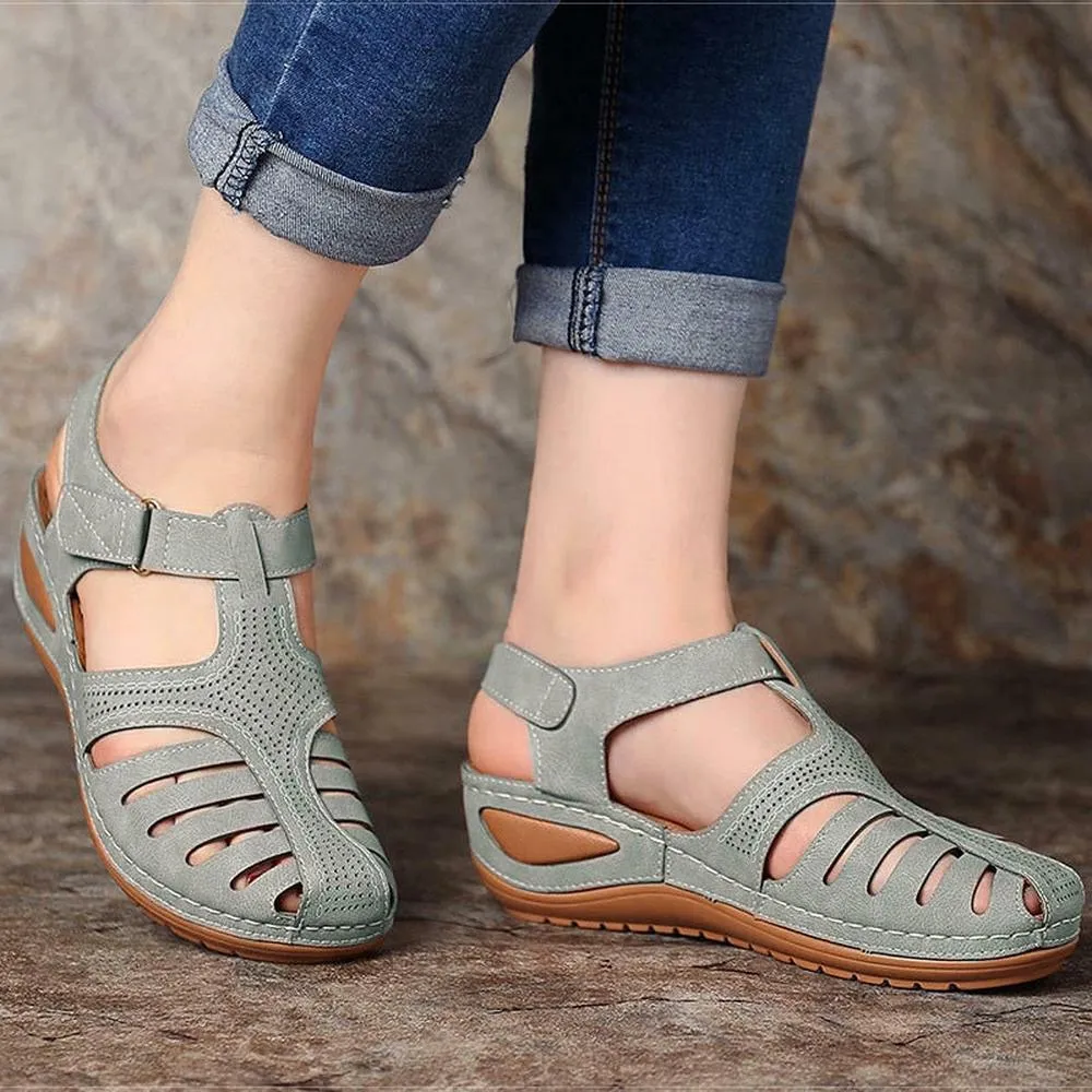 Women Platform Walking Sandals Low Block Heel Sandals