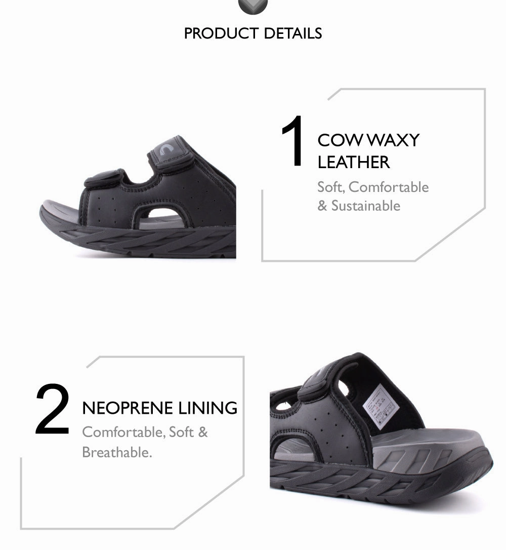 Sandals Studs camel active Leather Easy Slip On Sandals Men Black JAXON 892407-WA1SV-1 BLACK