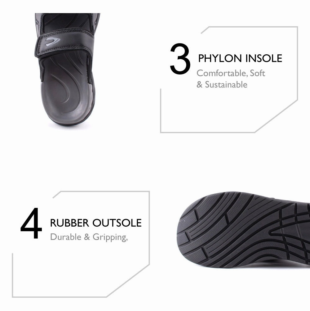 Sandals Nail Salon camel active Leather Easy Slip On Sandals Men Black JAXON 892407-WA1SV-1 BLACK