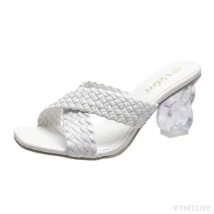 Slippers Women Cross Strap Summer Slides Shoes Ladies Mules Square Toe Indoor Ytmtloy House Zapatillas Casa Mujer Pedi Slippers