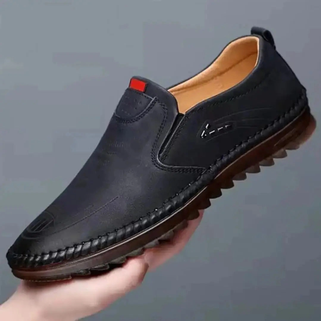 Casual Leather Shoes for Men - Slip-On Black Casual Shoes Casual Nagra Shoes