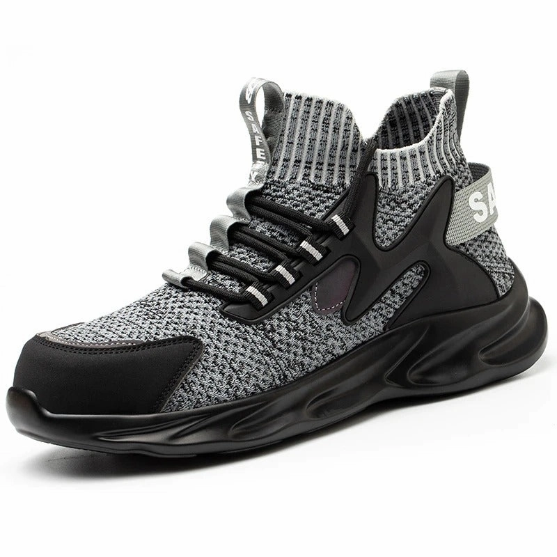 Male Work Boots Indestructible Safety Shoes Men Steel Toe Shoes Flat Shoes For Weight Lifting