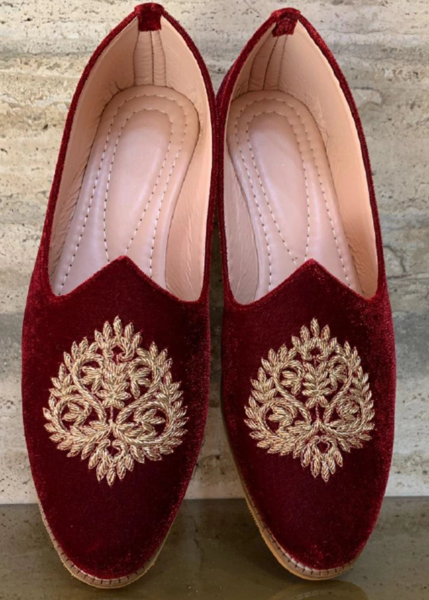 Edhen Milano Loafers MAROON VELVET SHOES FOR MEN