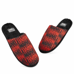 Logo Leather Slide Sandals Marvel Men's Slippers - Warm Cosy Indoor Non Slip Shoes