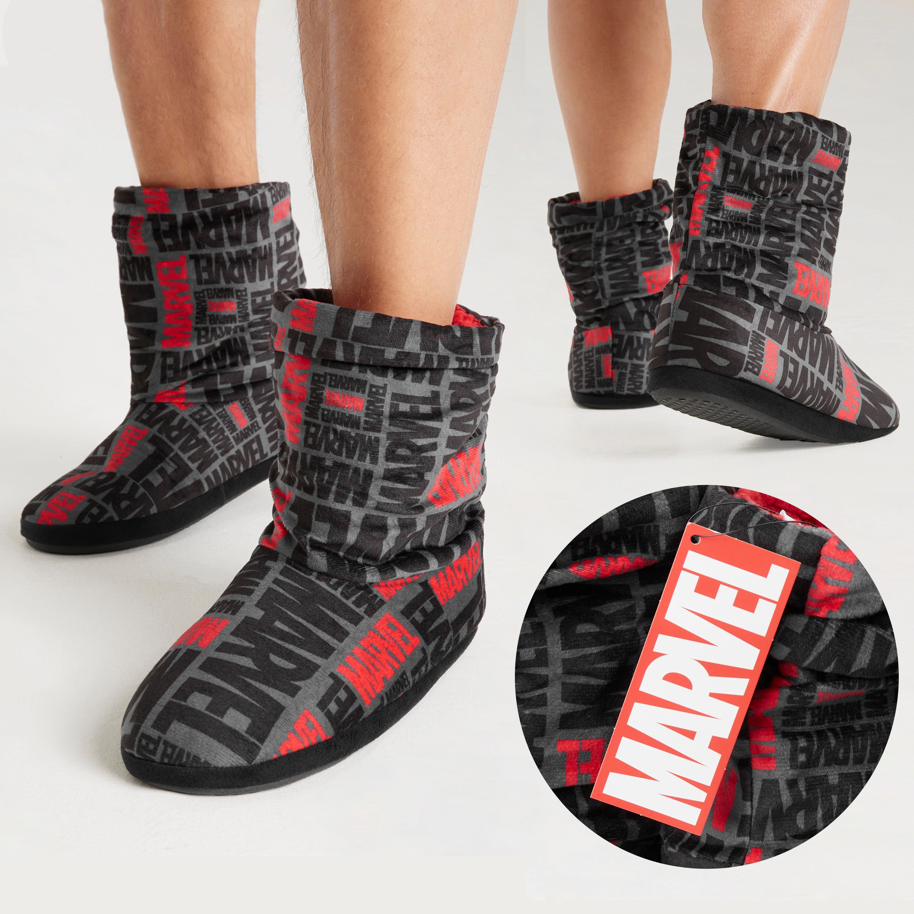 Sock Slippers With Grippers Marvel Men's Slippers Plush Indoor House Shoes