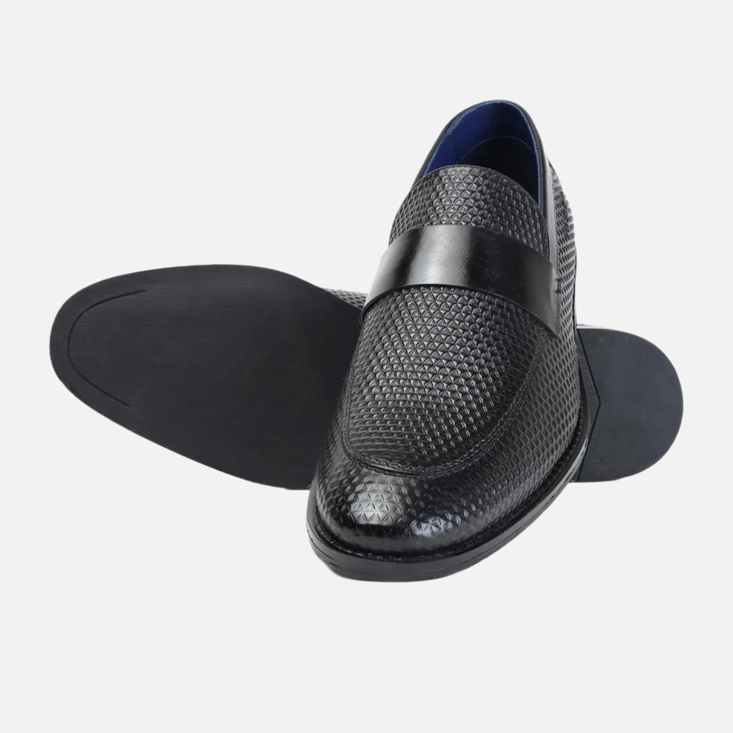 Masabih Genuine Printed Leather Black Loafer Slipon Shoes for Men Morjas Penny Loafers