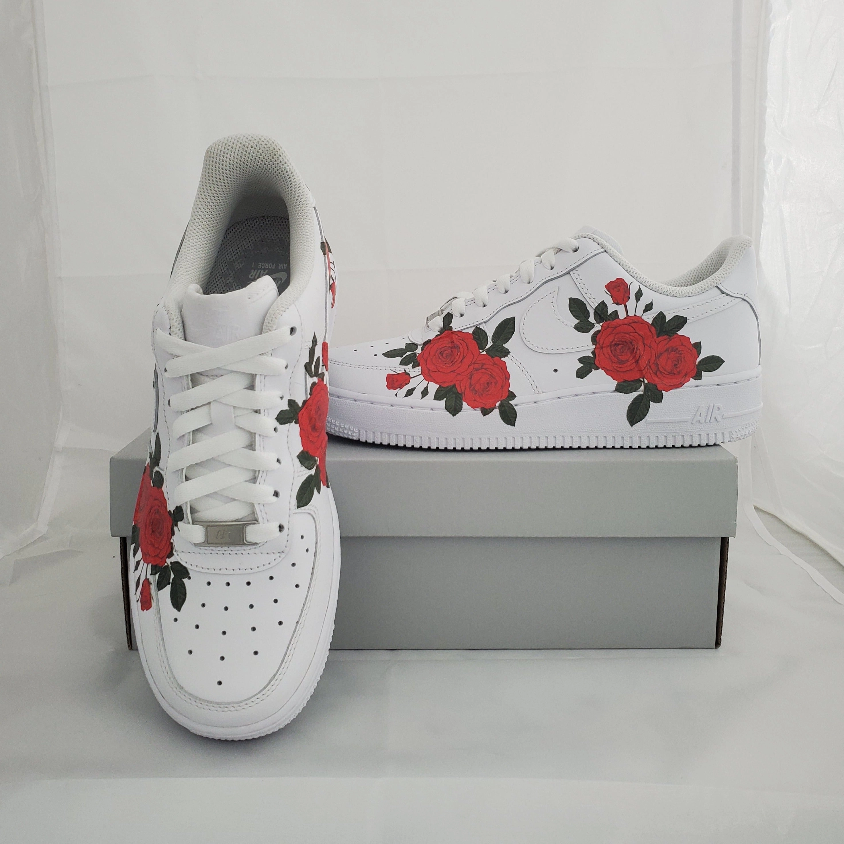 Custom Nike Air Force 1 Red Rose - Custom Nike Shoes Dad Shoes Asics