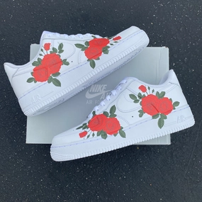 Custom Nike Air Force 1 Red Rose - Custom Nike Shoes Asics Shoes Size 7