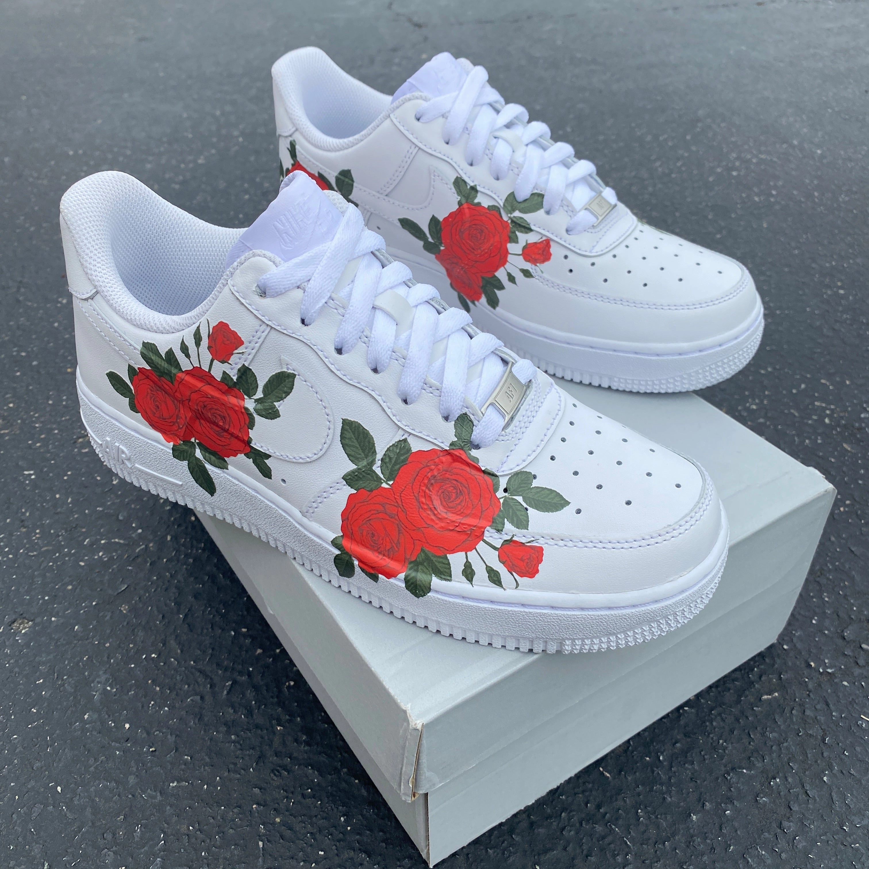 Custom Nike Air Force 1 Red Rose - Custom Nike Shoes Hyrox Shoes Asics
