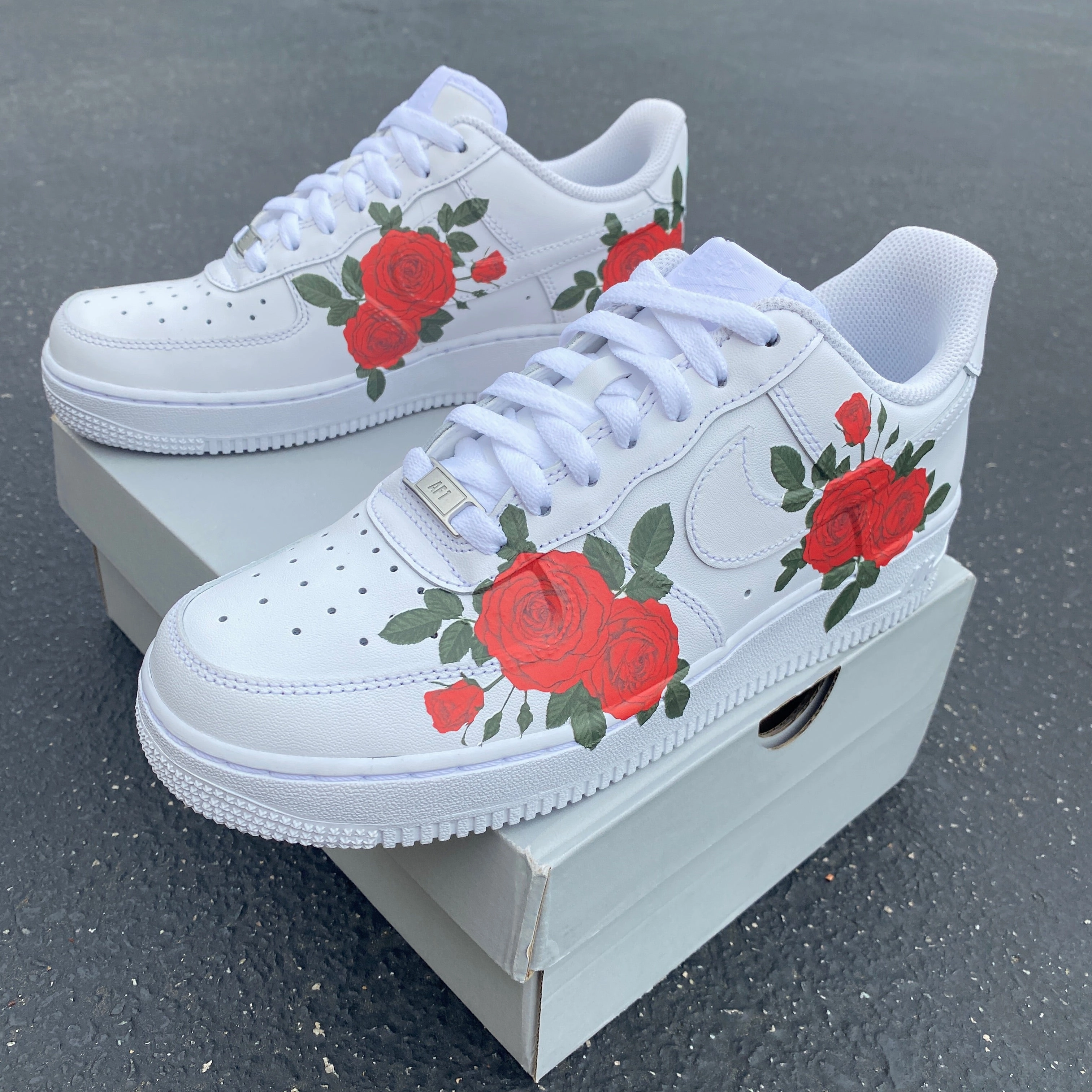 Custom Nike Air Force 1 Red Rose - Custom Nike Shoes An Se Young Asics Shoes