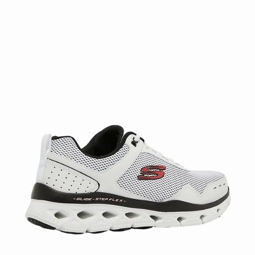 SKECHERS MEN'S GLIDE-STEP FLEX  BLADOS #232327 WHITE/BLK Wide Foot Running Shoes