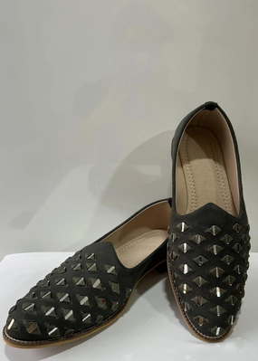 MEHNDI GREEN MIRRORWORK SHOES FOR MEN Belgium Loafers