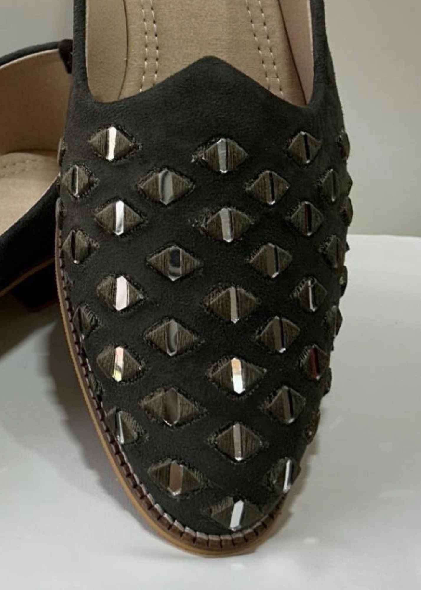 Louis Vuittion Loafers MEHNDI GREEN MIRRORWORK SHOES FOR MEN