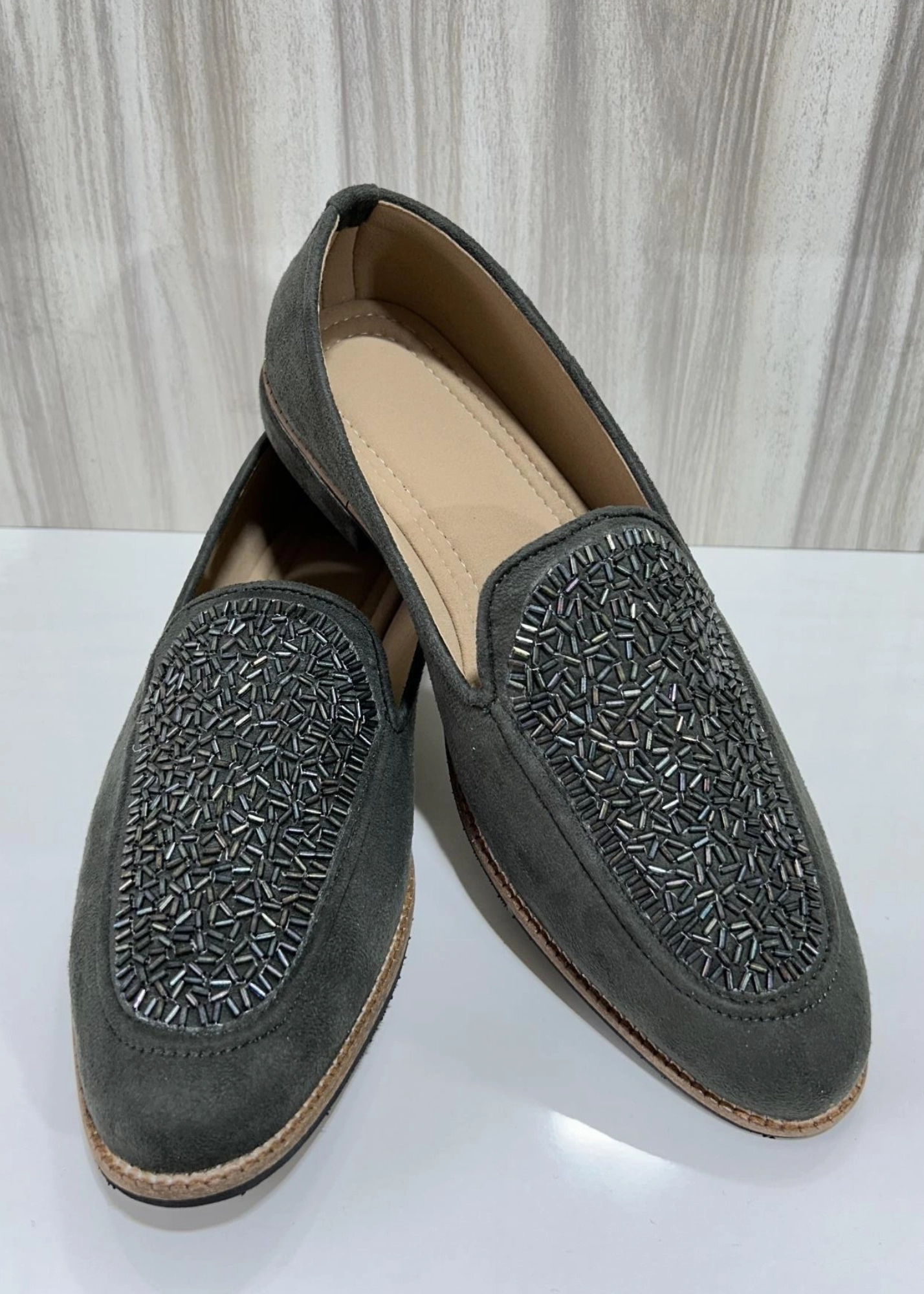 Chucnky Loafers MEHNDI GREEN SUEDE SHOES FOR MEN