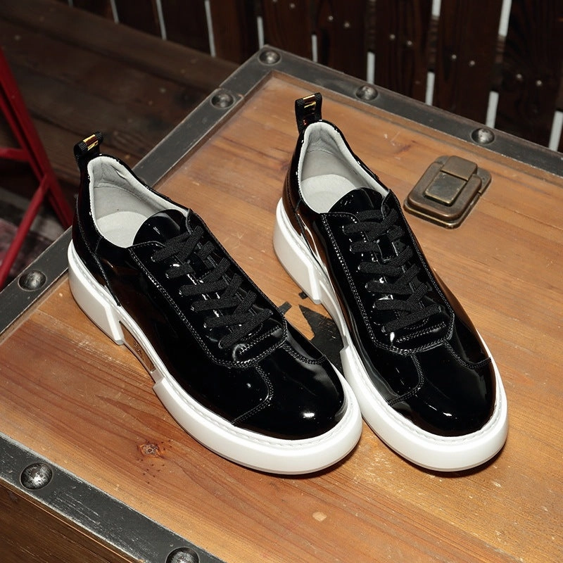 Men''s Shoes Leather Flat Sole Shoes Men''s Simple And Versatile Lace Up Lace Up Flat Shoes